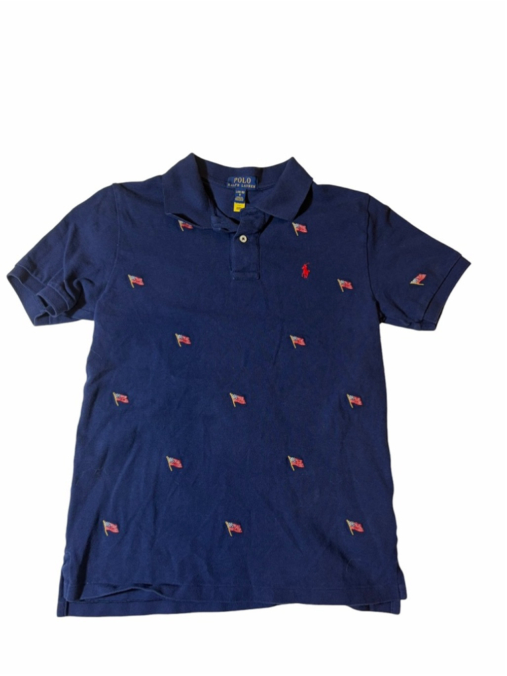 Polo Ralph Lauren Kids USA Flag Embroidered Polo Shirt 4th July L 14 16
